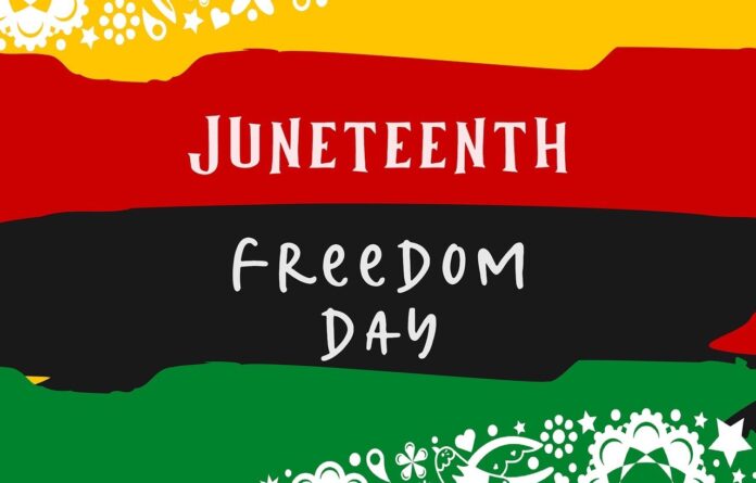 a poster with the words, juneteeth, freedom day