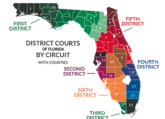 a map of florida showing the district courts
