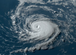 a satellite image of a hurricane in the ocean