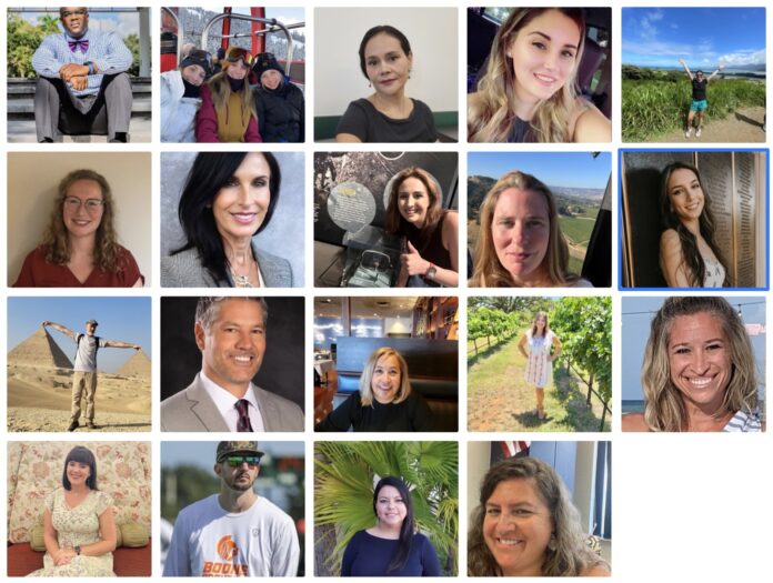 a collage of a group of people smiling