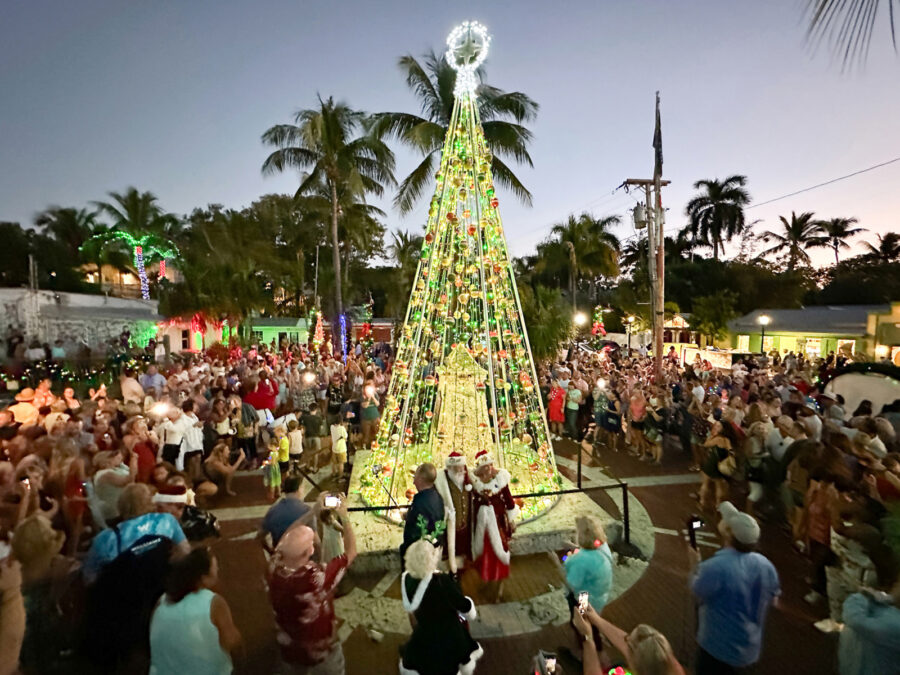 People enjoy the sparking lights of the City of Key West's Christmas tree at Bayview Park on Nov. 27, 2023, at the city’s annual tree lighting ceremony.
CAROL TEDESCO/KeyWestHolidayFest.com