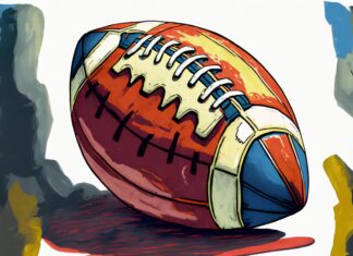 a painting of a football on a white background