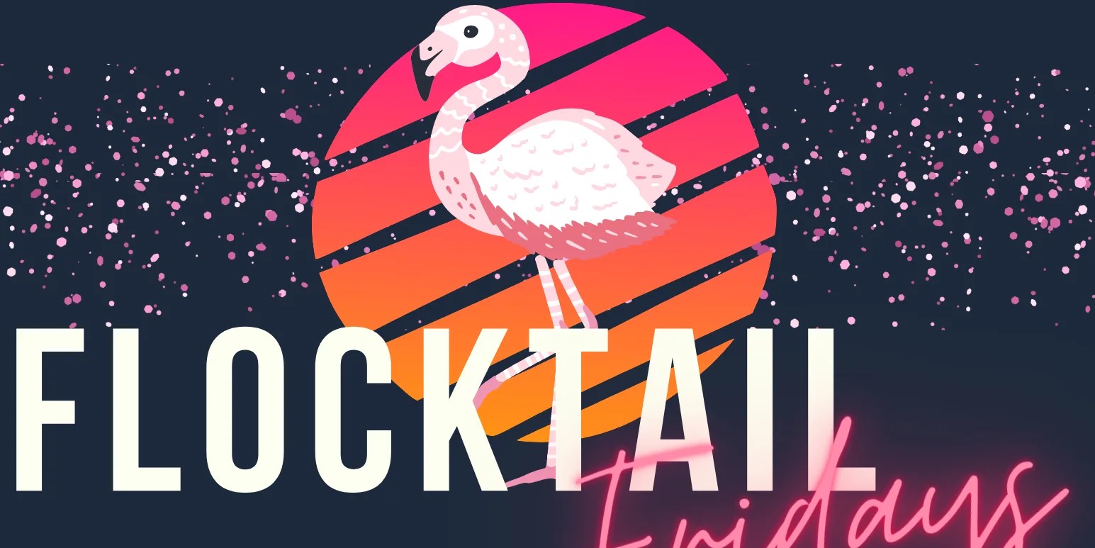 a pink flamingo standing in front of a sunset