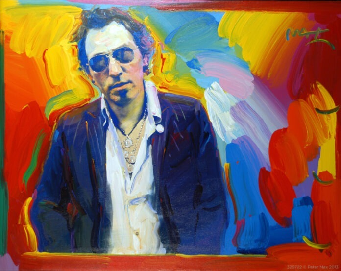 a painting of a man in a suit and sunglasses
