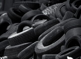 a pile of tires sitting next to each other