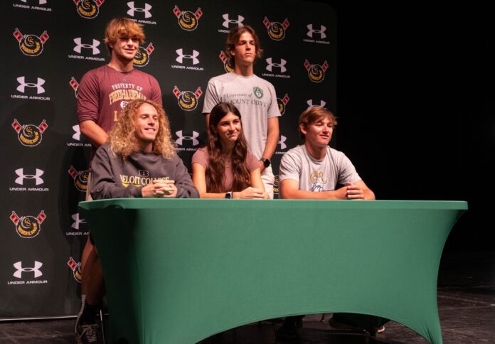 a group of young people sitting at a table