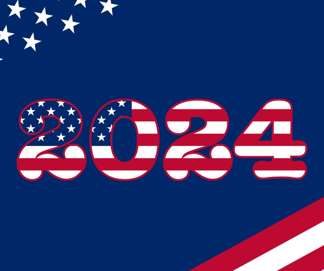 the american flag with the numbers 2054 written in red, white, and blue