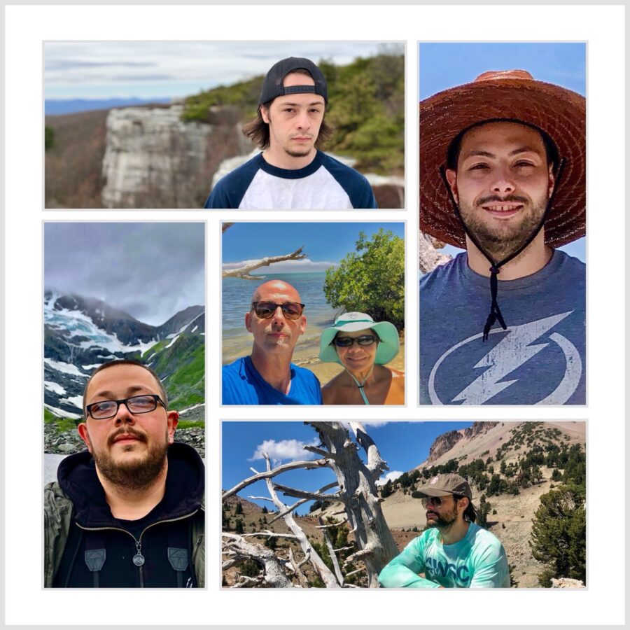 a collage of photos of a man wearing a hat