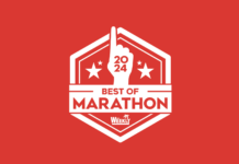 the best of marathon logo on a red background