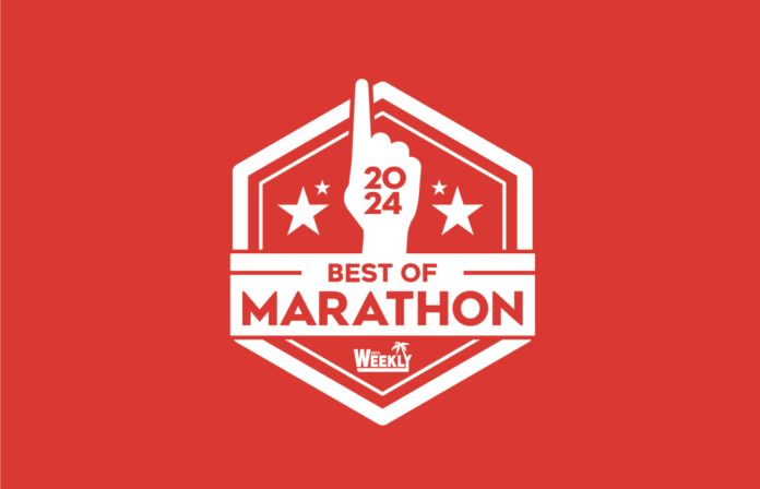 the best of marathon logo on a red background