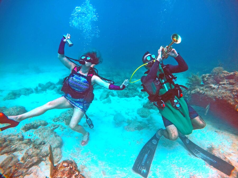 a couple of people that are in the water