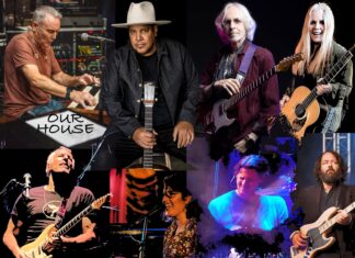 a collage of musicians and their instruments