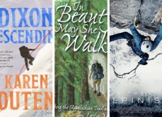 a collage of books about hiking and climbing