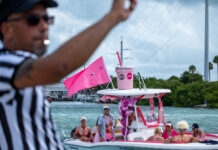 a group of people on a boat in the water