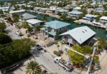 an aerial view of a residential development in key west
