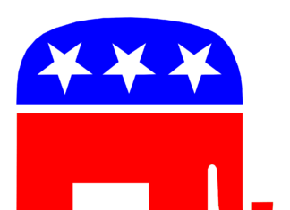 a republican elephant with stars on it's head