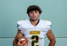 a man in a football uniform holding a football