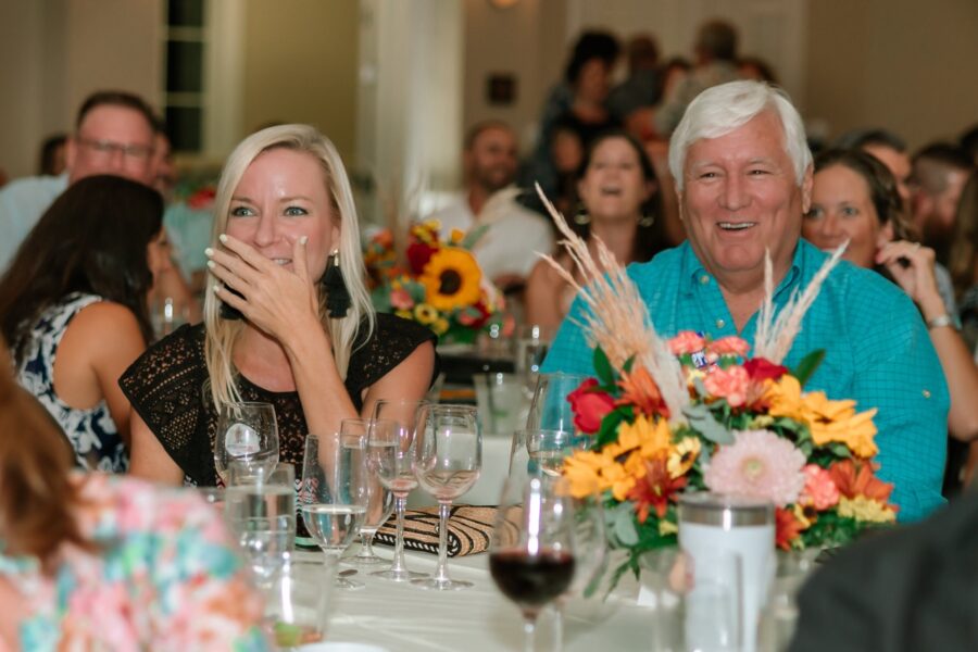 a group of people sitting at a table