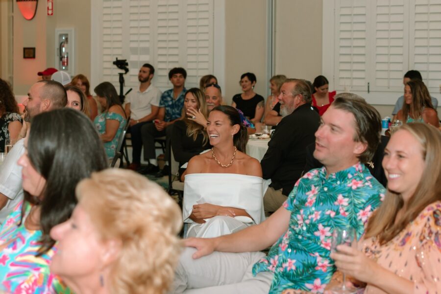 a group of people sitting in a room