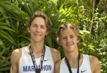 a couple of young men standing next to each other