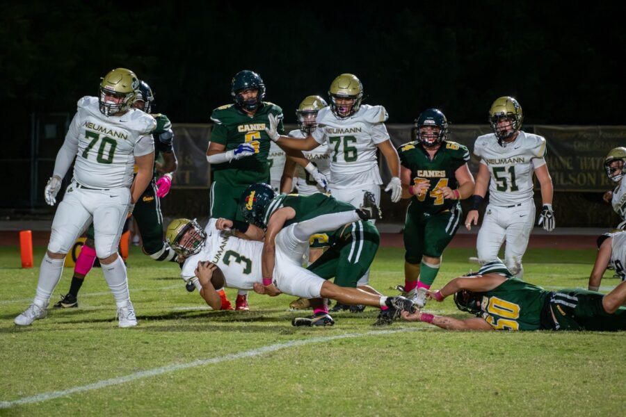 a football game is being played on a field