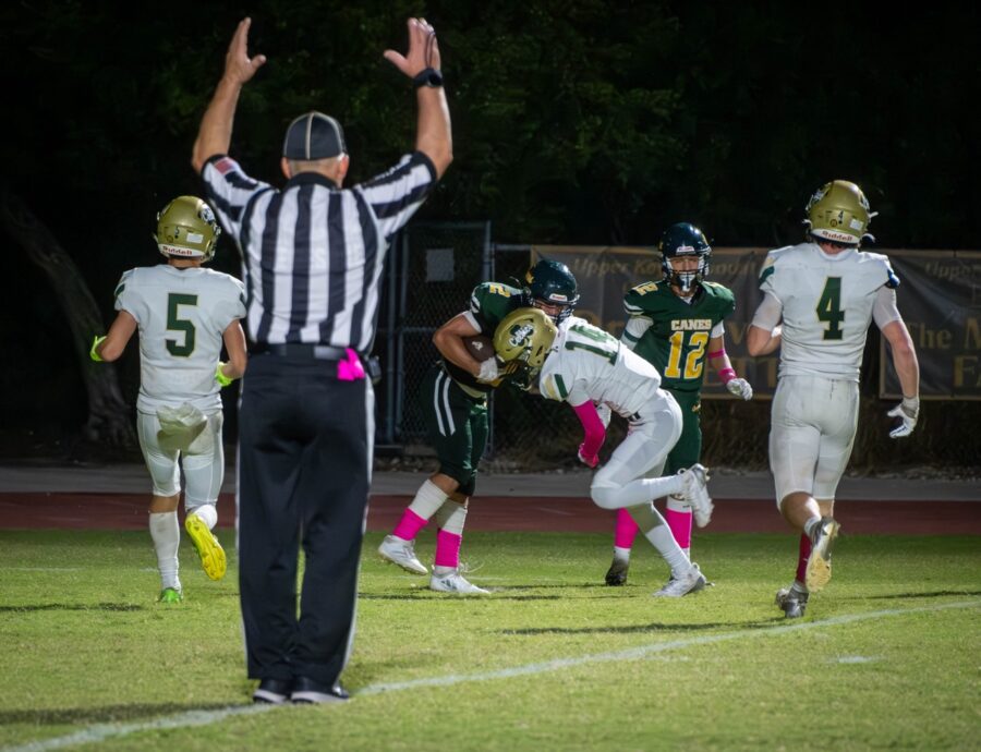 a football game is being played on the field