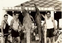 a group of men standing next to each other on a dock