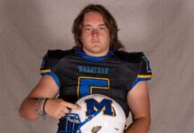 a man in a football uniform holding a helmet