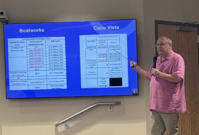 a man standing in front of a projection screen giving a presentation