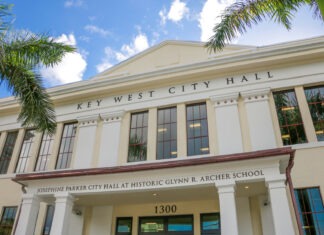 the front entrance of key west city hall