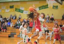 a group of young men playing a game of basketball