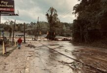 a street that has been flooded with water