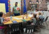 a group of people sitting around a table