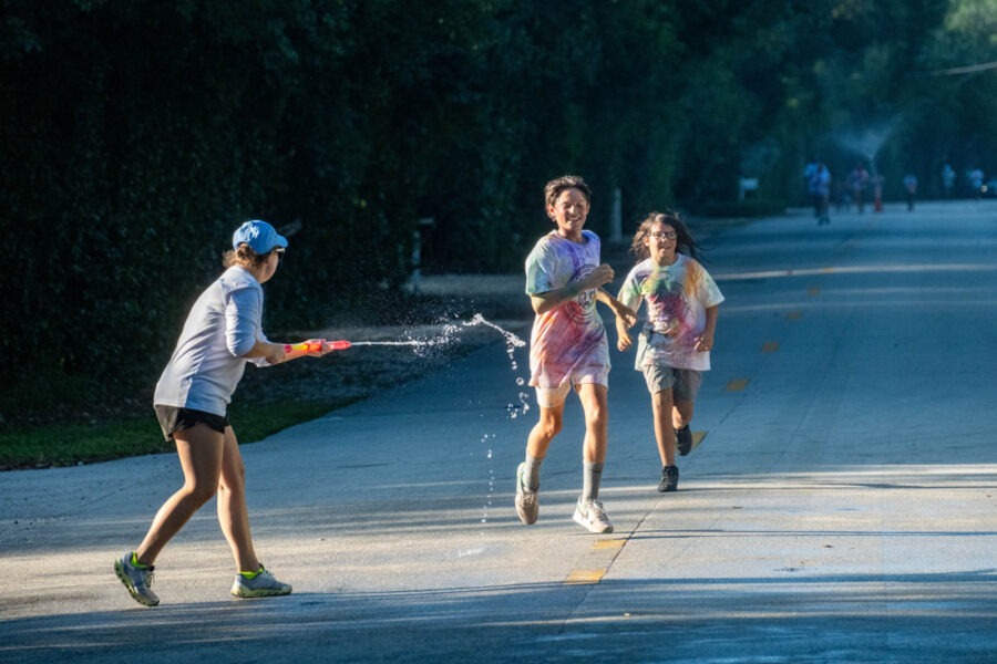 a group of kids playing in the street
