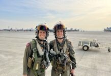 two women in military gear posing for a picture