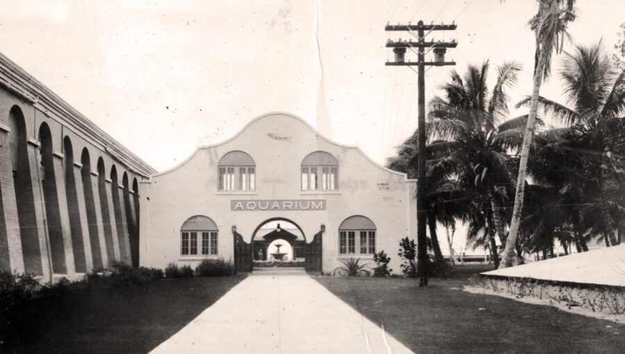 an old black and white photo of a building