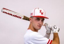 a man in a baseball uniform holding a bat