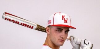 a man in a baseball uniform holding a bat