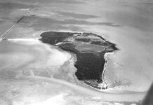 a black and white photo of an airplane wing