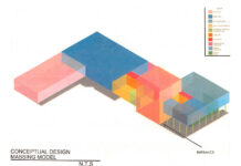 a diagram of a building with different colors