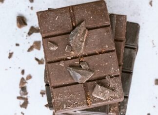 a close up of a piece of chocolate