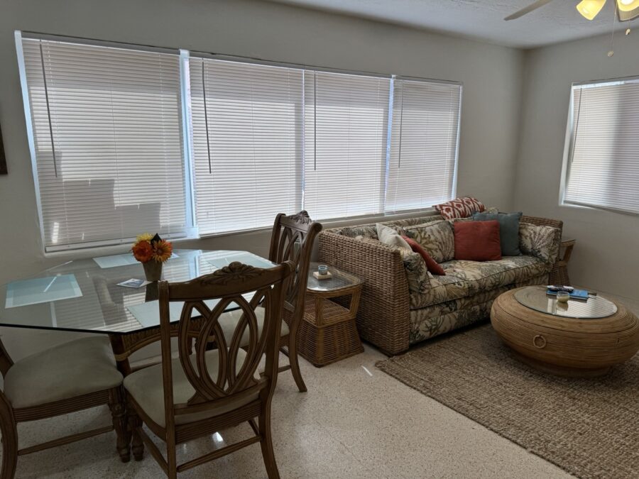 a living room filled with furniture and a glass table