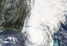 a satellite image of a storm in the ocean