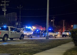 a police car parked on the side of a road