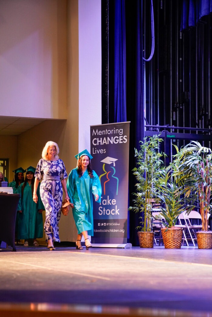 a group of women walking across a stage