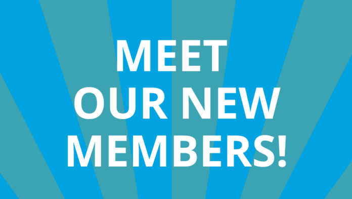 a blue and green background with the words meet our new members