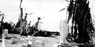 a black and white photo of a cemetery