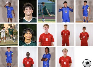 a collage of photos of a young man in soccer uniforms