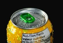 a close up of a can of water