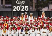 a large group of people in graduation caps and gowns
